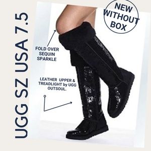 UGG Over the Knee Button Bailey Black Sequins. Rare & limited edition. SZ 7.5